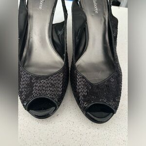 Liz Claiborne Sequin Black slingback Heels, size 10M